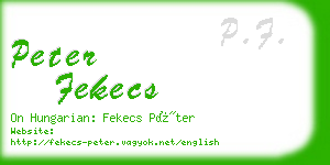 peter fekecs business card